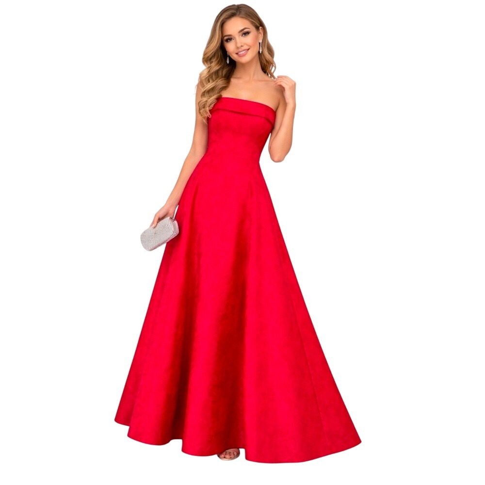 Vintage ROBERTA Womens Red Strapless‎ Evening Dress Y2k 90s Size 5/6